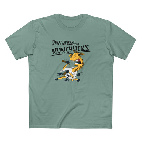 Never Insult A Giraffe Holding Nunchucks - Men's T-Shirt