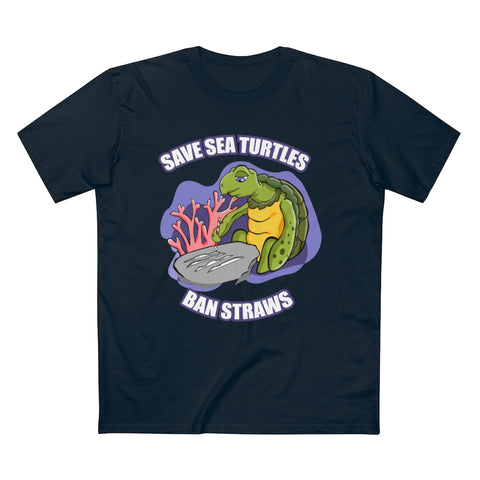 Save Sea Turtles. Ban Straws - Guys Tee