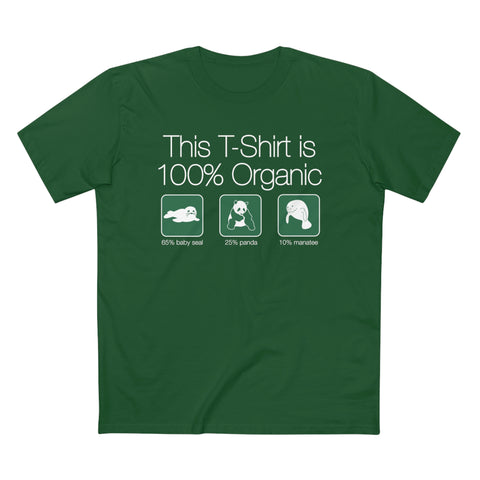 This Shirt Is 100% Organic - 65% Baby Seal 25% Panda 10% Manatee - Guys Tee