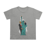Trump Biden Statue Of Liberty - Menage A Trois - Ladies Tee